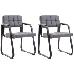 Lot de 2 chaises visiteurs Canada B en cuir artificiel | gris