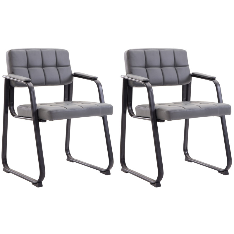 Lot de 2 chaises visiteurs Canada B en cuir artificiel | gris