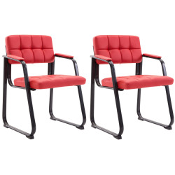 Lot de 2 chaises visiteurs Canada B en cuir artificiel | rouge