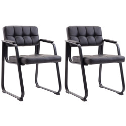Lot de 2 chaises visiteurs Canada B en cuir artificiel | noir