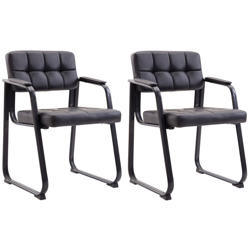 Lot de 2 chaises visiteurs Canada B en cuir artificiel | noir