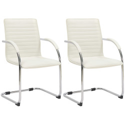 Lot de 2 chaises visiteurs Tira en cuir artificiel | blanc