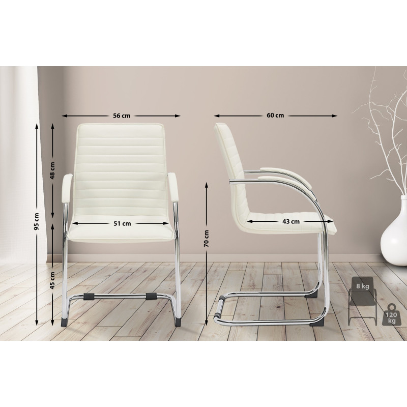 Lot de 2 chaises visiteurs Tira en cuir artificiel | blanc
