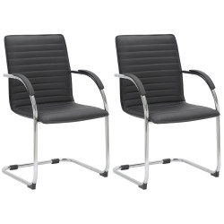 Lot de 2 chaises visiteurs Tira en cuir artificiel | noir