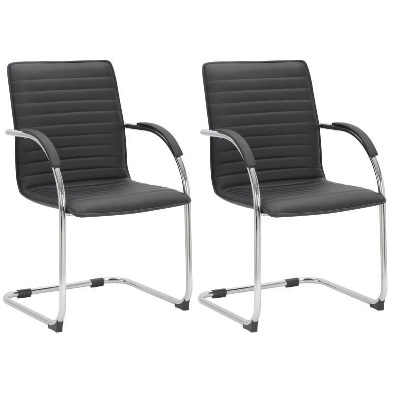 Lot de 2 chaises visiteurs Tira en cuir artificiel | noir