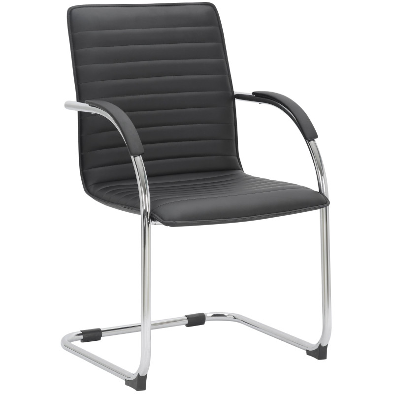 Lot de 2 chaises visiteurs Tira en cuir artificiel | noir