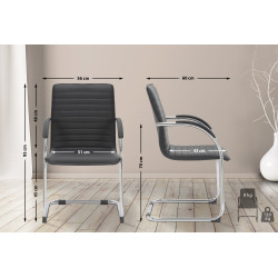 Lot de 2 chaises visiteurs Tira en cuir artificiel | noir