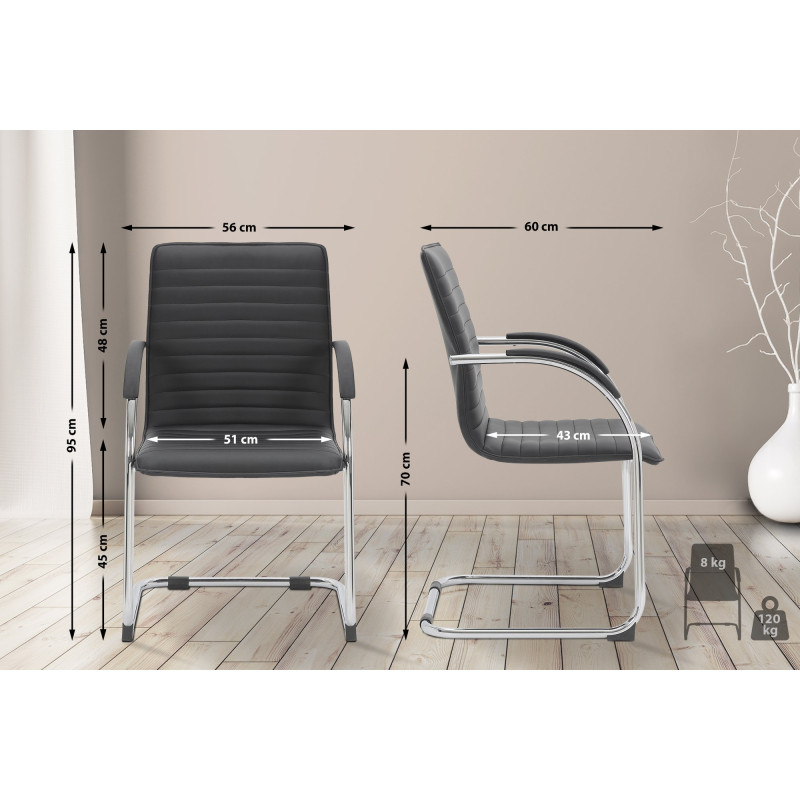 Lot de 2 chaises visiteurs Tira en cuir artificiel | noir