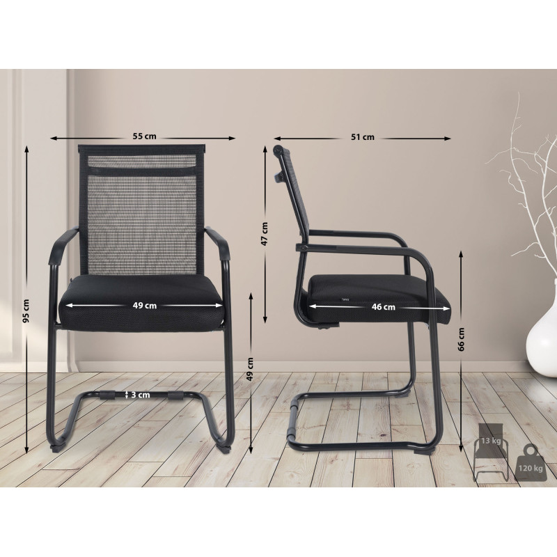Ensemble de 2 chaises visiteurs Denny | noir