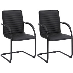 Lot de 2 chaises visiteurs Tira en cuir artificiel | noir/noir