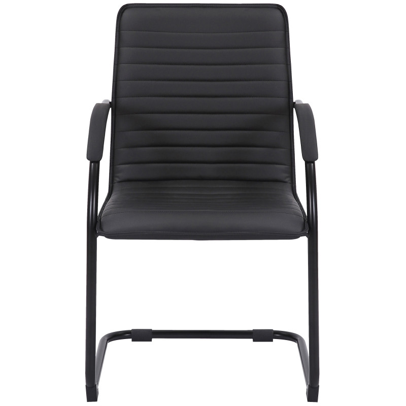 Lot de 2 chaises visiteurs Tira en cuir artificiel | noir/noir