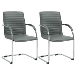 Lot de 2 chaises visiteurs Tira en cuir artificiel | gris