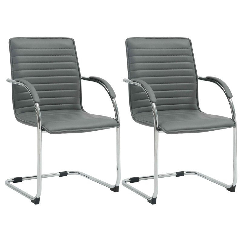 Lot de 2 chaises visiteurs Tira en cuir artificiel | gris