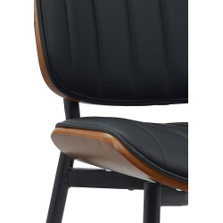 Chaise visiteur Tiffin en cuir artificiel | noyer/noir