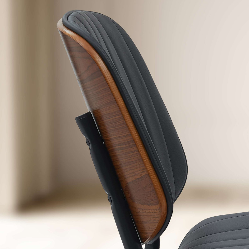 Chaise visiteur Tiffin en cuir artificiel | noyer/noir