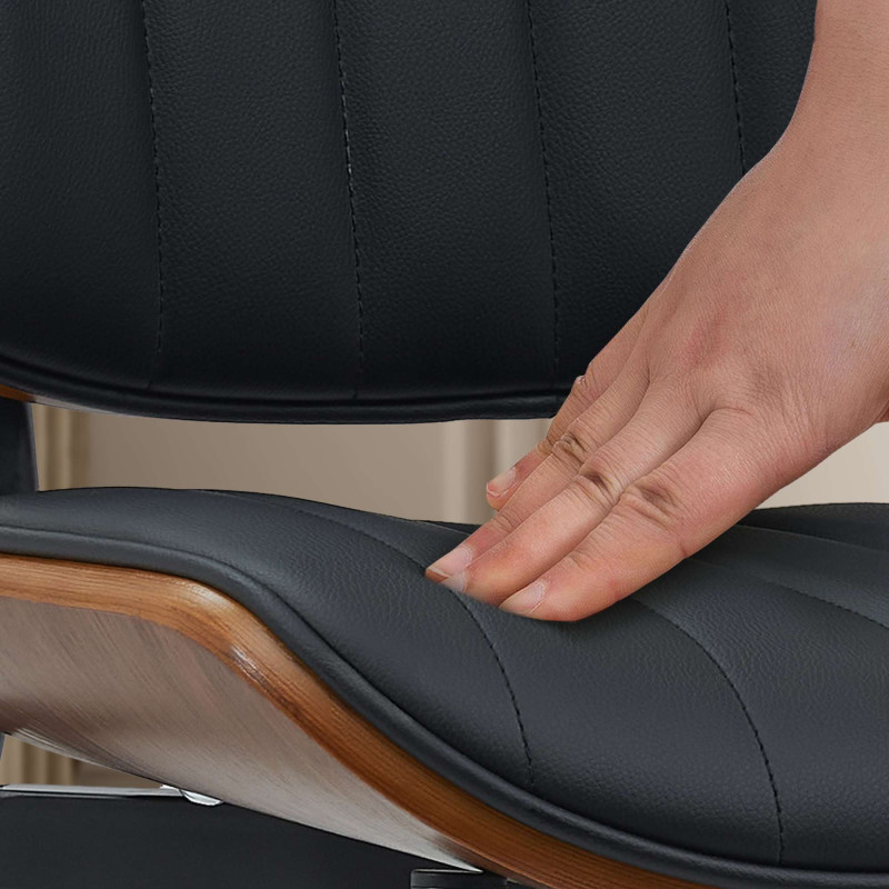 Chaise visiteur Tiffin en cuir artificiel | noyer/noir