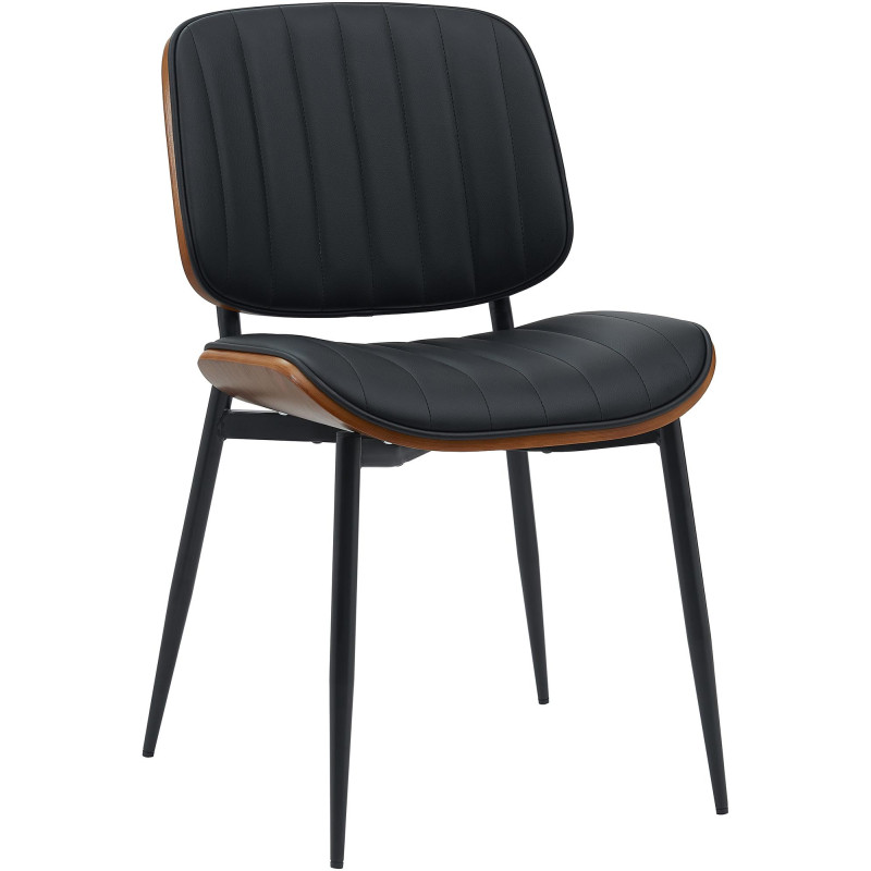 Chaise visiteur Tiffin en cuir artificiel | noyer/noir