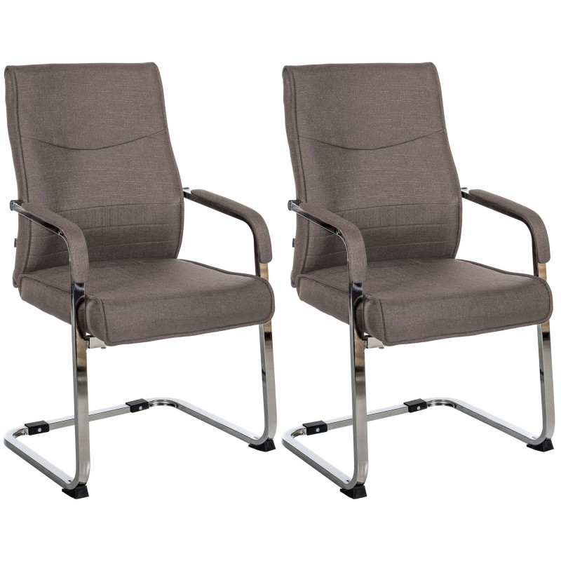 Lot de 2 chaises visiteurs en tissu Hobart | gris foncé