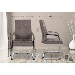 Lot de 2 chaises visiteurs en tissu Hobart | gris foncé