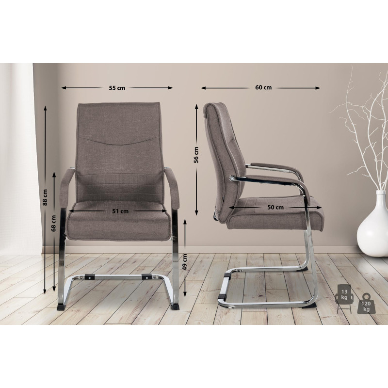 Lot de 2 chaises visiteurs en tissu Hobart | gris foncé