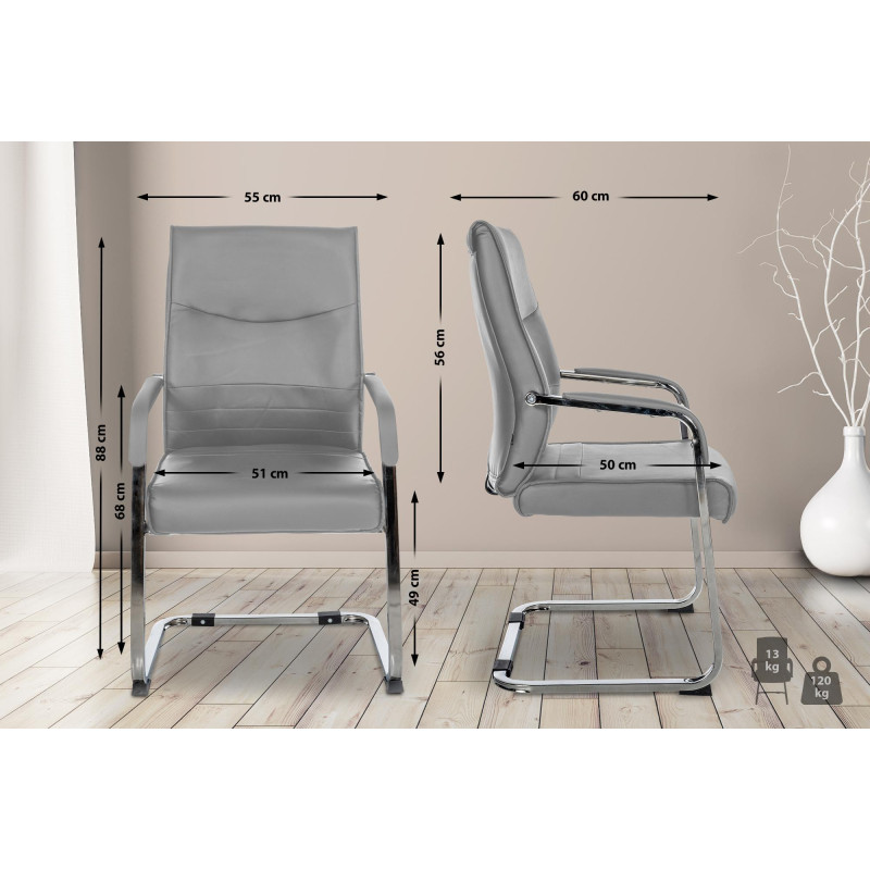 Ensemble de 2 chaises visiteurs Hobart | gris