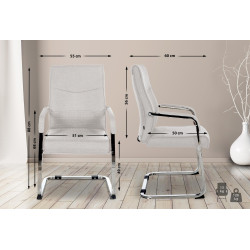 Lot de 2 chaises visiteurs en tissu Hobart | gris