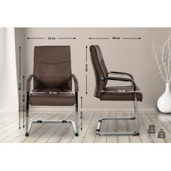 Lot de 2 chaises visiteurs en tissu Hobart | brun
