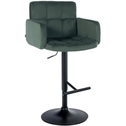 Tabouret de bar Los Angeles velours noir vert foncé