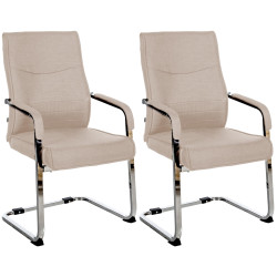 Lot de 2 chaises visiteurs en tissu Hobart | taupe