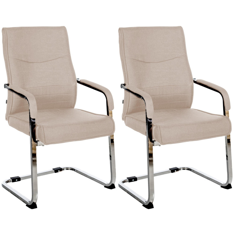 Lot de 2 chaises visiteurs en tissu Hobart | taupe