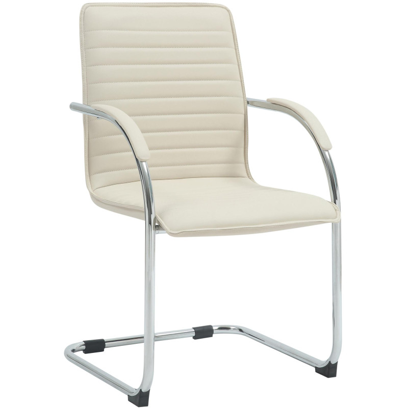Chaise visiteur Tira en cuir artificiel | crème