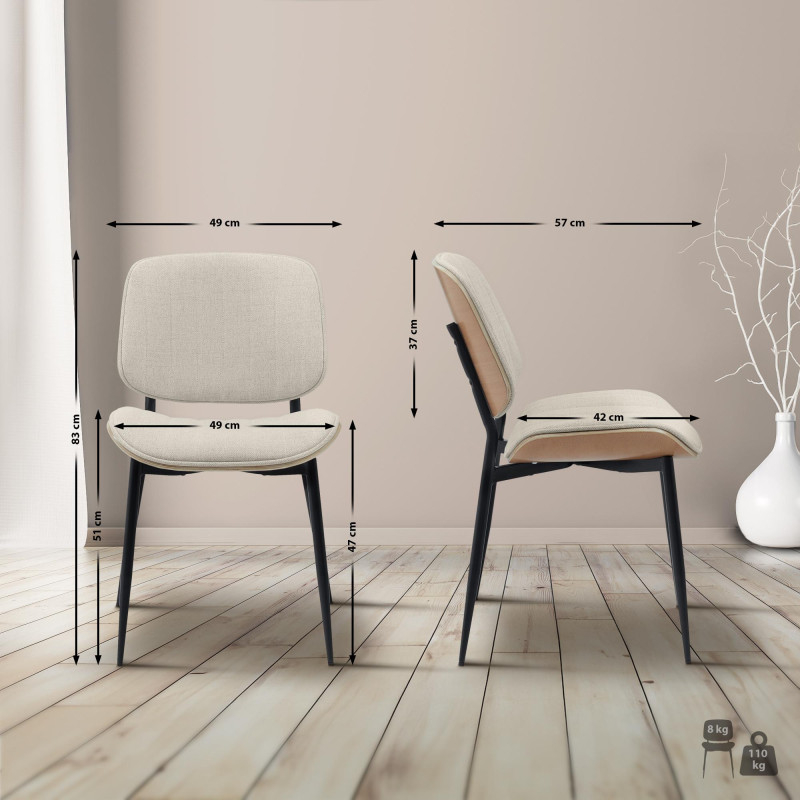 Chaise visiteur en tissu Tiffin | nature/crème