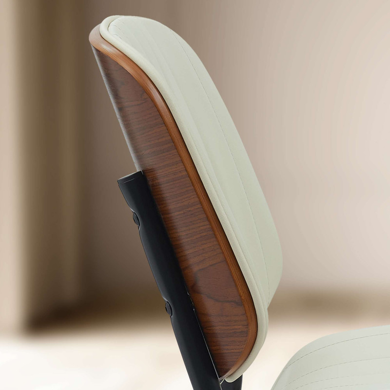 Chaise visiteur Tiffin en cuir artificiel | noix/crème