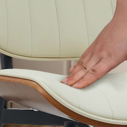 Chaise visiteur Tiffin en cuir artificiel | noix/crème