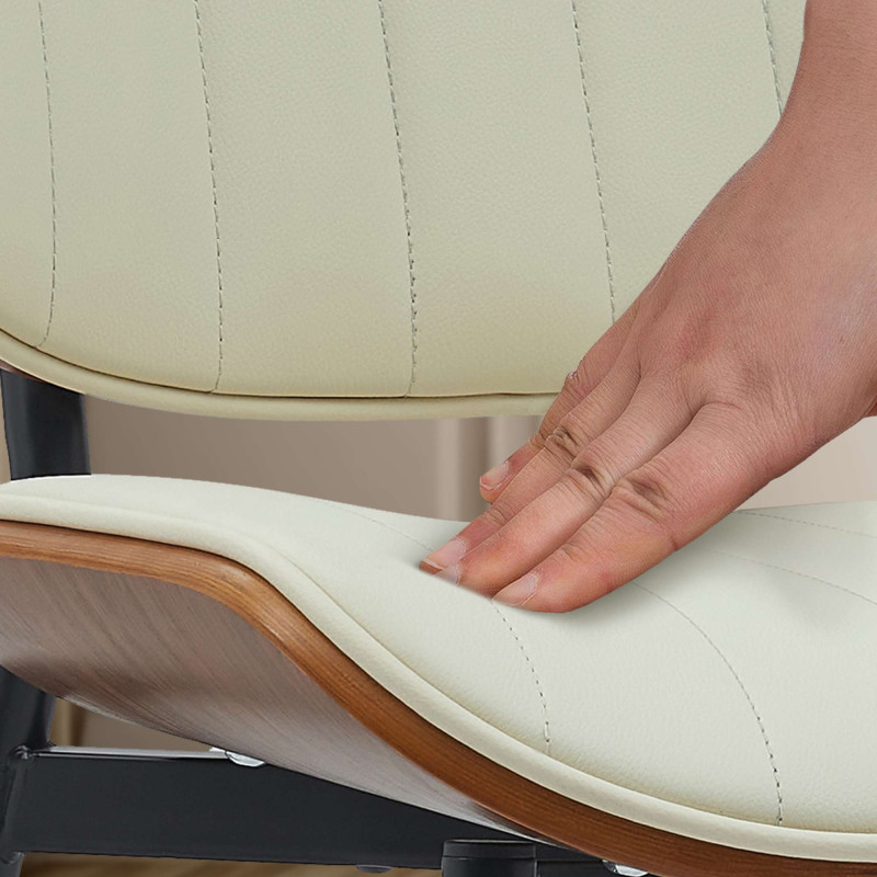 Chaise visiteur Tiffin en cuir artificiel | noix/crème