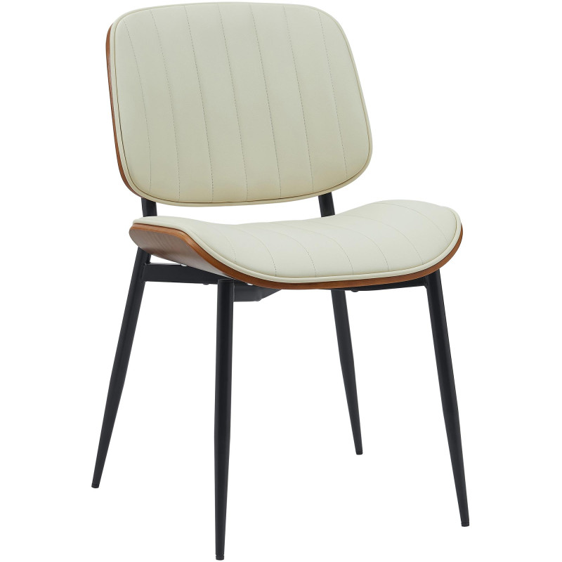 Chaise visiteur Tiffin en cuir artificiel | noix/crème