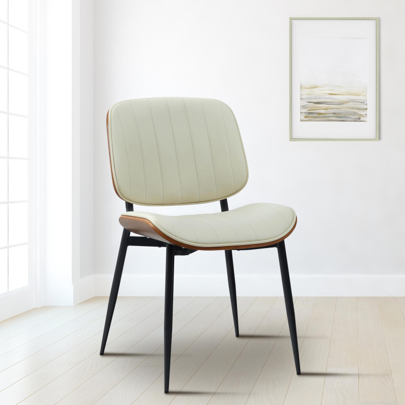 Chaise visiteur Tiffin en cuir artificiel | noix/crème