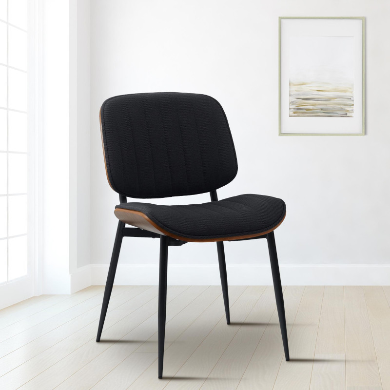 Chaise visiteur en tissu Tiffin | noyer/noir