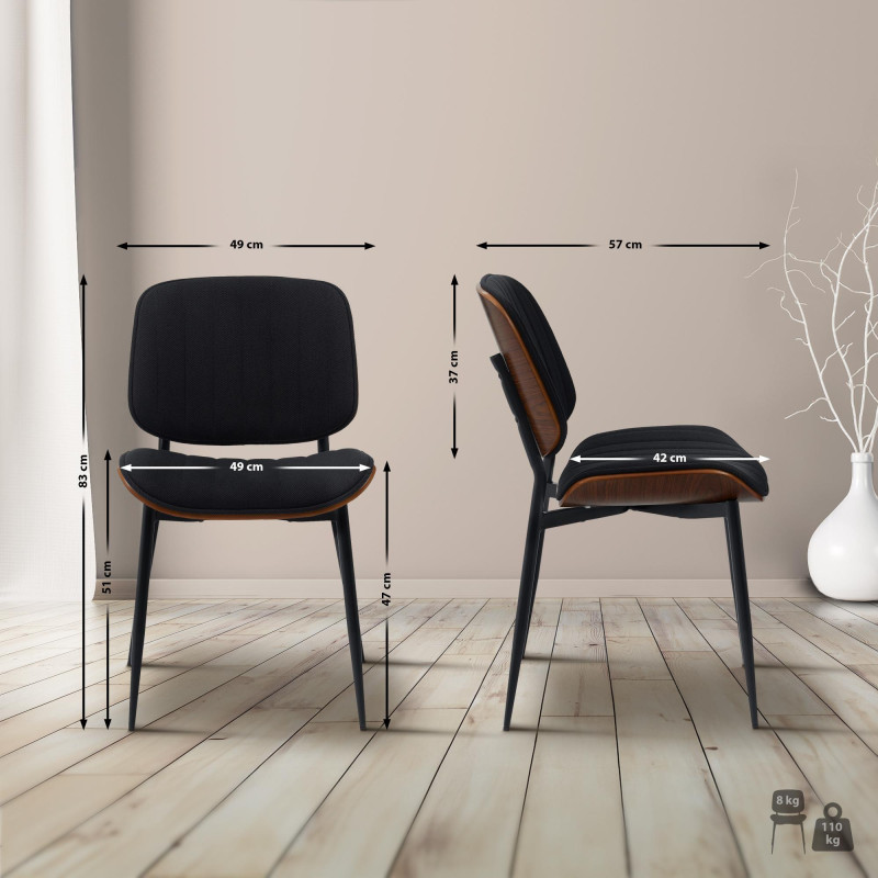 Chaise visiteur en tissu Tiffin | noyer/noir