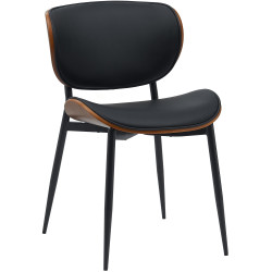 Chaise visiteur Enid en cuir artificiel | noyer/noir
