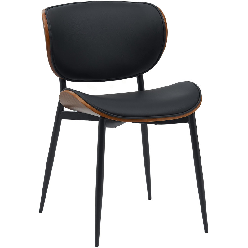 Chaise visiteur Enid en cuir artificiel | noyer/noir