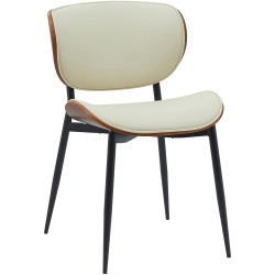 Chaise visiteur Enid en cuir artificiel | noix/crème