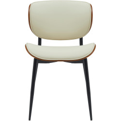 Chaise visiteur Enid en cuir artificiel | noix/crème