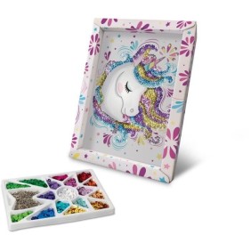 Kit loisir créatif - Licorne - Illustration avec sequins - Pour enfant a partir de 7 ans - Blanc