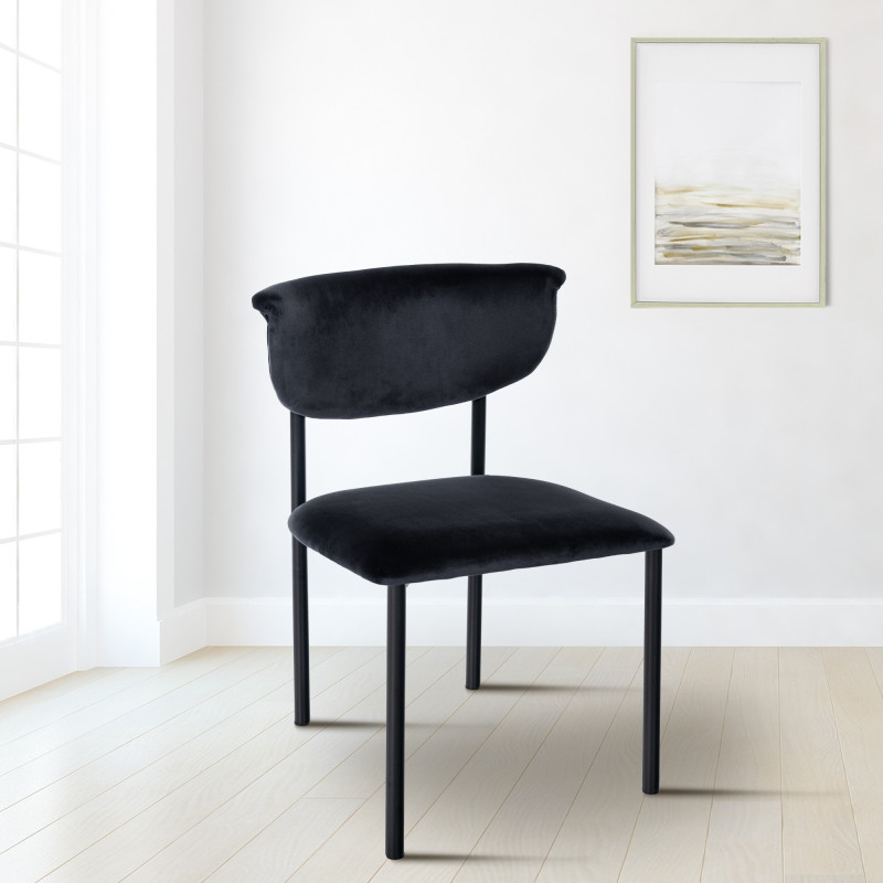 Chaise visiteur en velours Gambell | noir