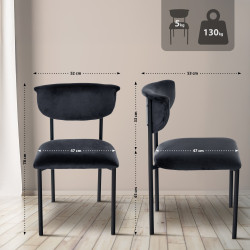 Chaise visiteur en velours Gambell | noir