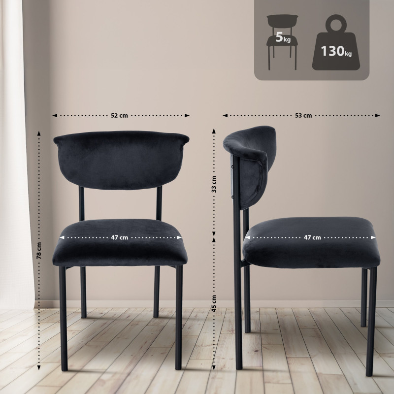 Chaise visiteur en velours Gambell | noir