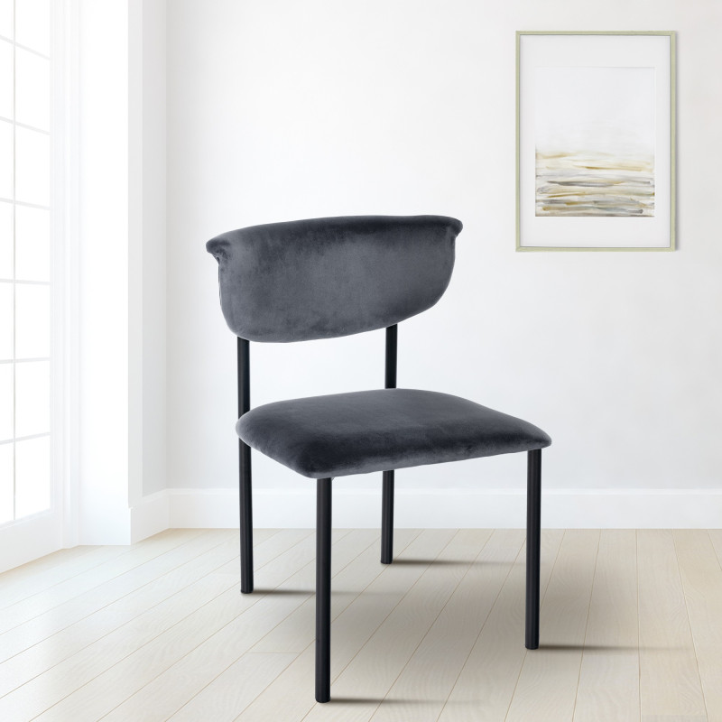 Chaise visiteur en velours Gambell | gris foncé