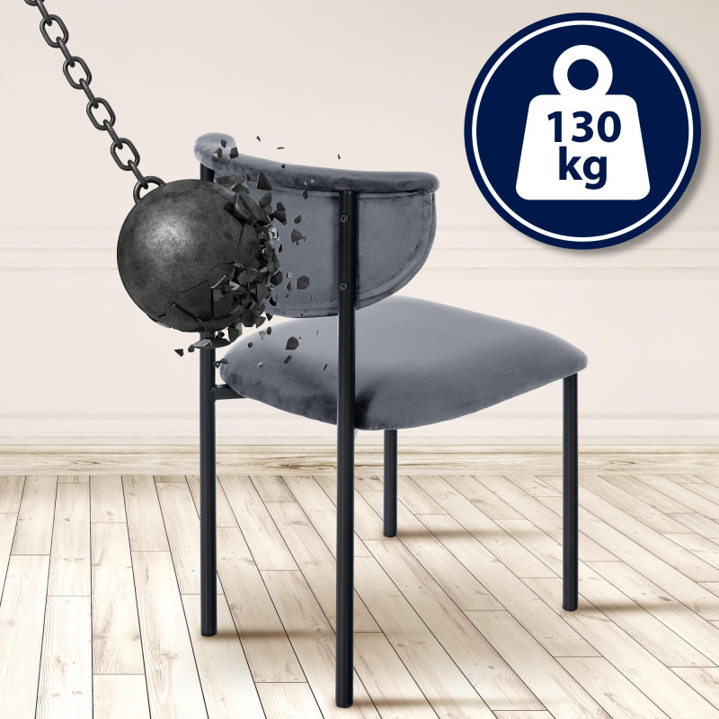 Chaise visiteur en velours Gambell | gris foncé