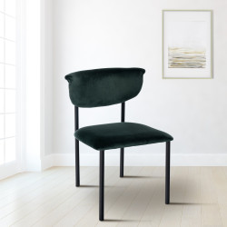 Chaise visiteur en velours Gambell | vert foncé